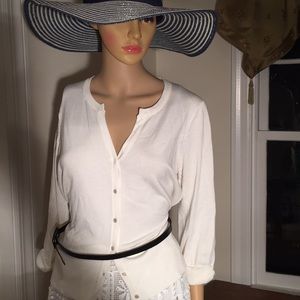 Button down sweater with belt and pearl buttons!